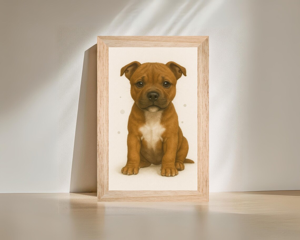 Stafford Bull Terrier, Cute Nursery Dog Art