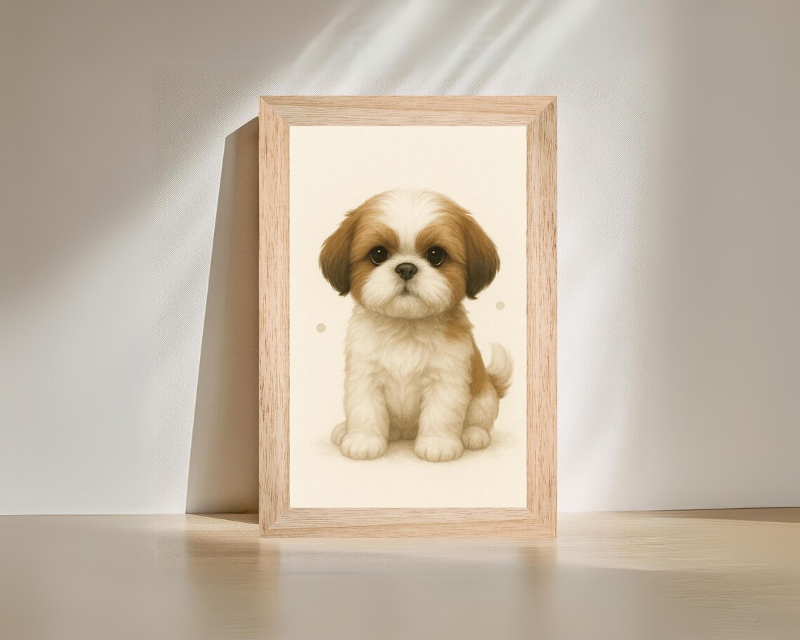 Shih Tzu Cute Puppy Dog Nursery Wall Art Print