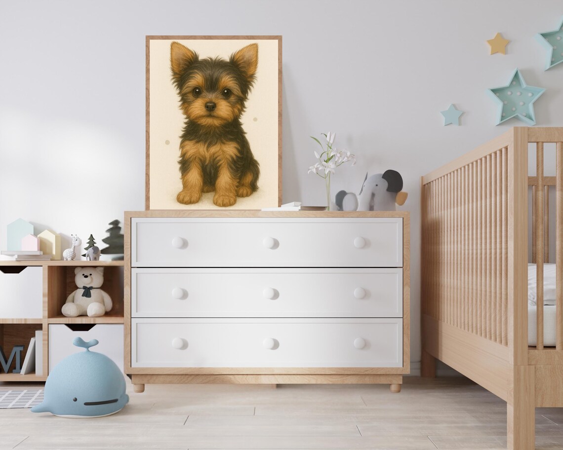 Yorkshire Terrier Puppy, Nursery Decor Poster - Image 2