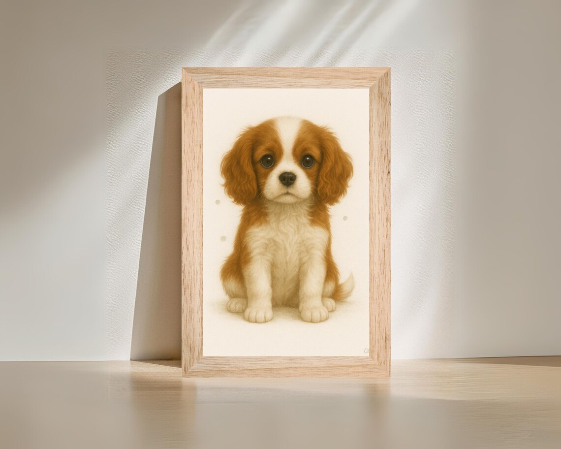 Cavalier King Charles Spaniel, Nursery Kids Room Art