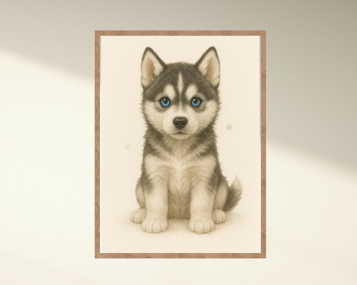 Husky Dog Puppy Art Print, Nursery Decor - Image 4