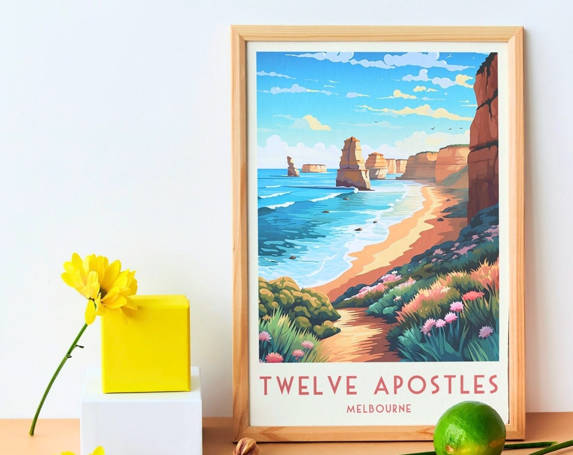 Twelve Apostles Melbourne Limestone Stacks Ocean Travel Poster - Image 3
