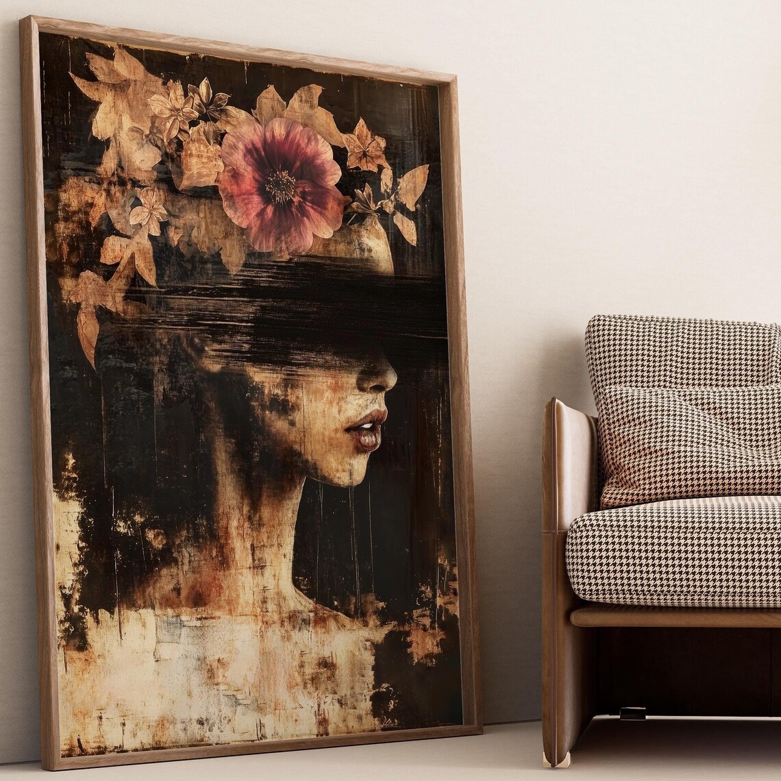 Botanical Woman Figure Abstract Wall Art Print