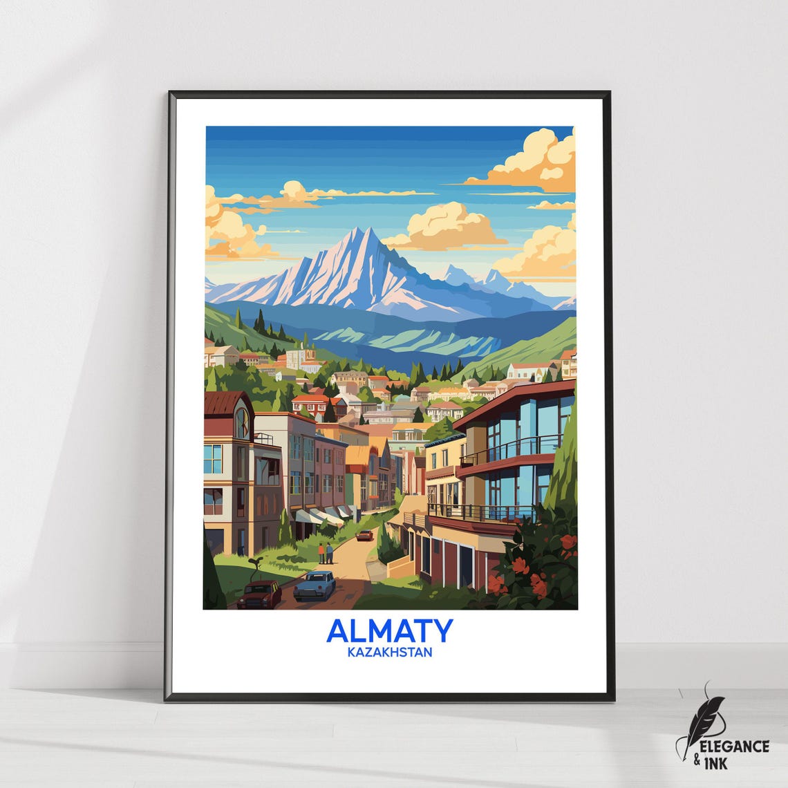 Almaty Kazakhstan City View with Snow Capped Mountain Poster