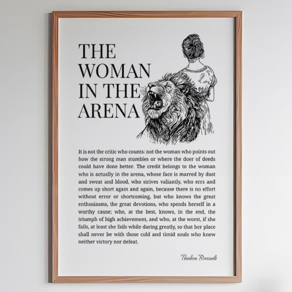Woman In The Arena Art Print, Feminist Quote