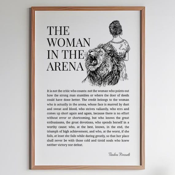 Woman In The Arena Art Print, Feminist Quote