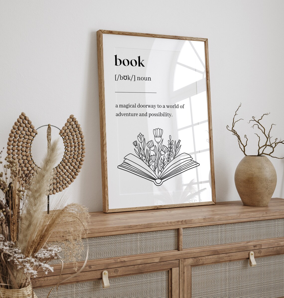 Book Definition Magical Doorway Line Art Reading Typography Poster - Image 5