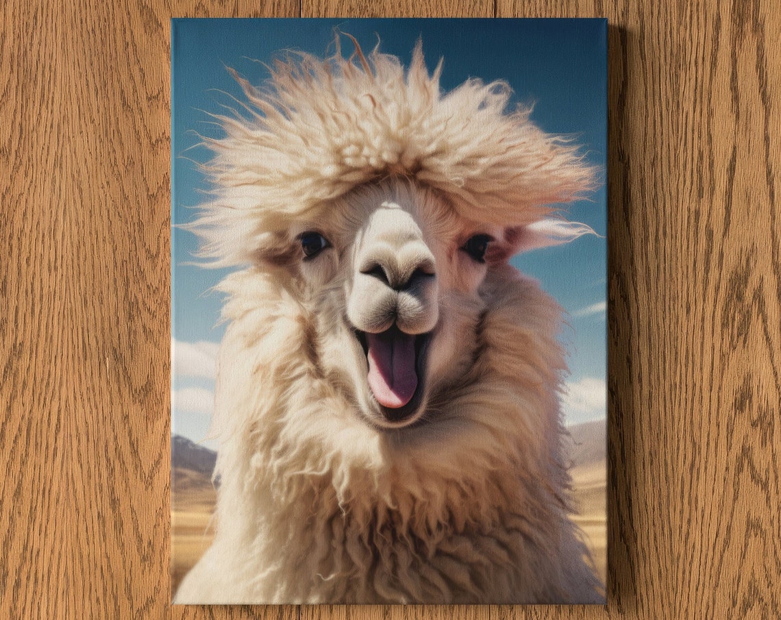 Funny Alpaca Art Print, Mountain Nature