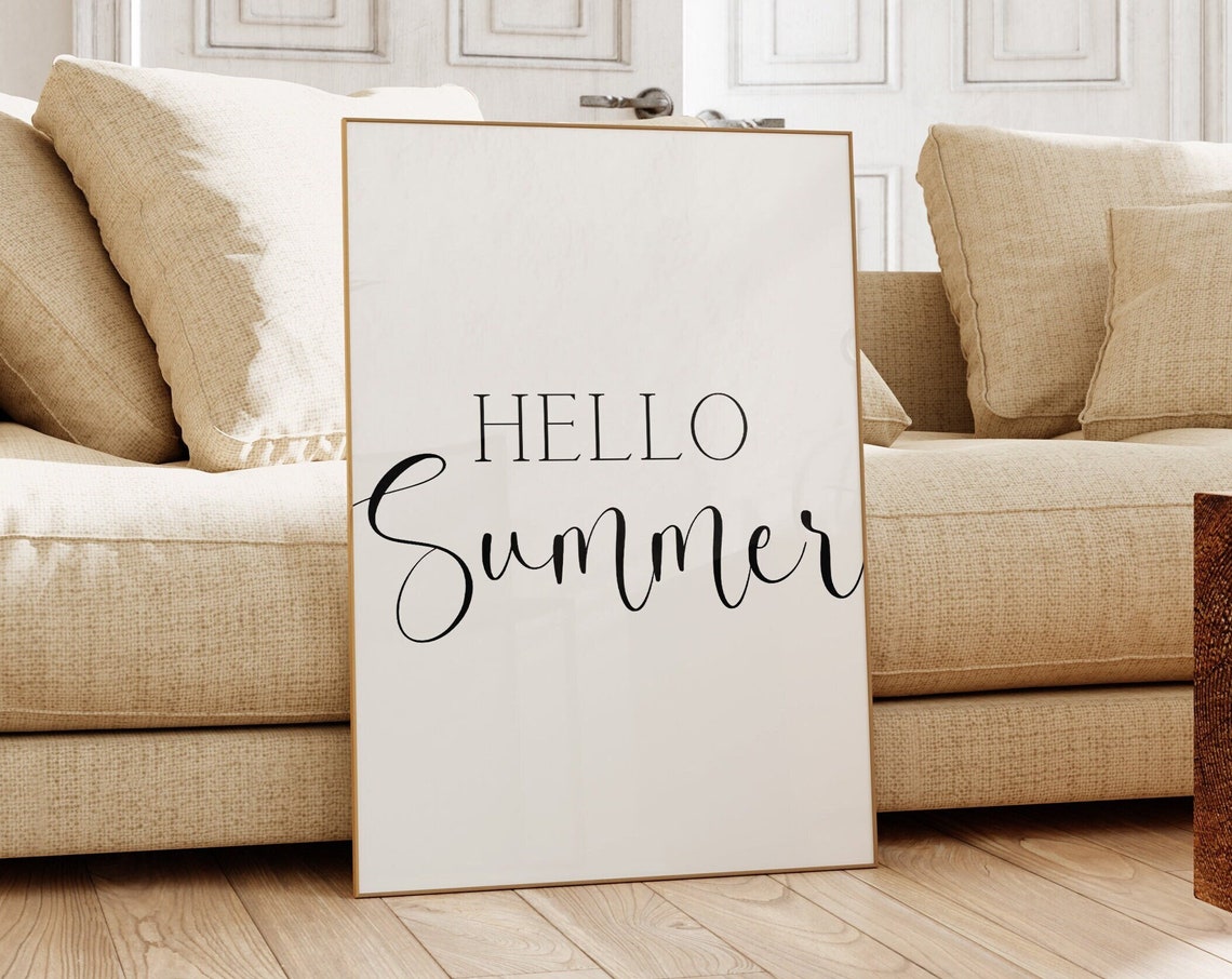 Hello Summer Elegant Script Typography Minimalist Wall Decor Print - Image 4