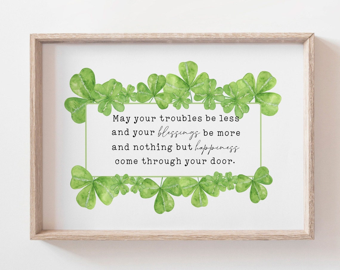 Irish Blessing Watercolor Shamrock Quote St Patricks Day Decor Poster - Image 3