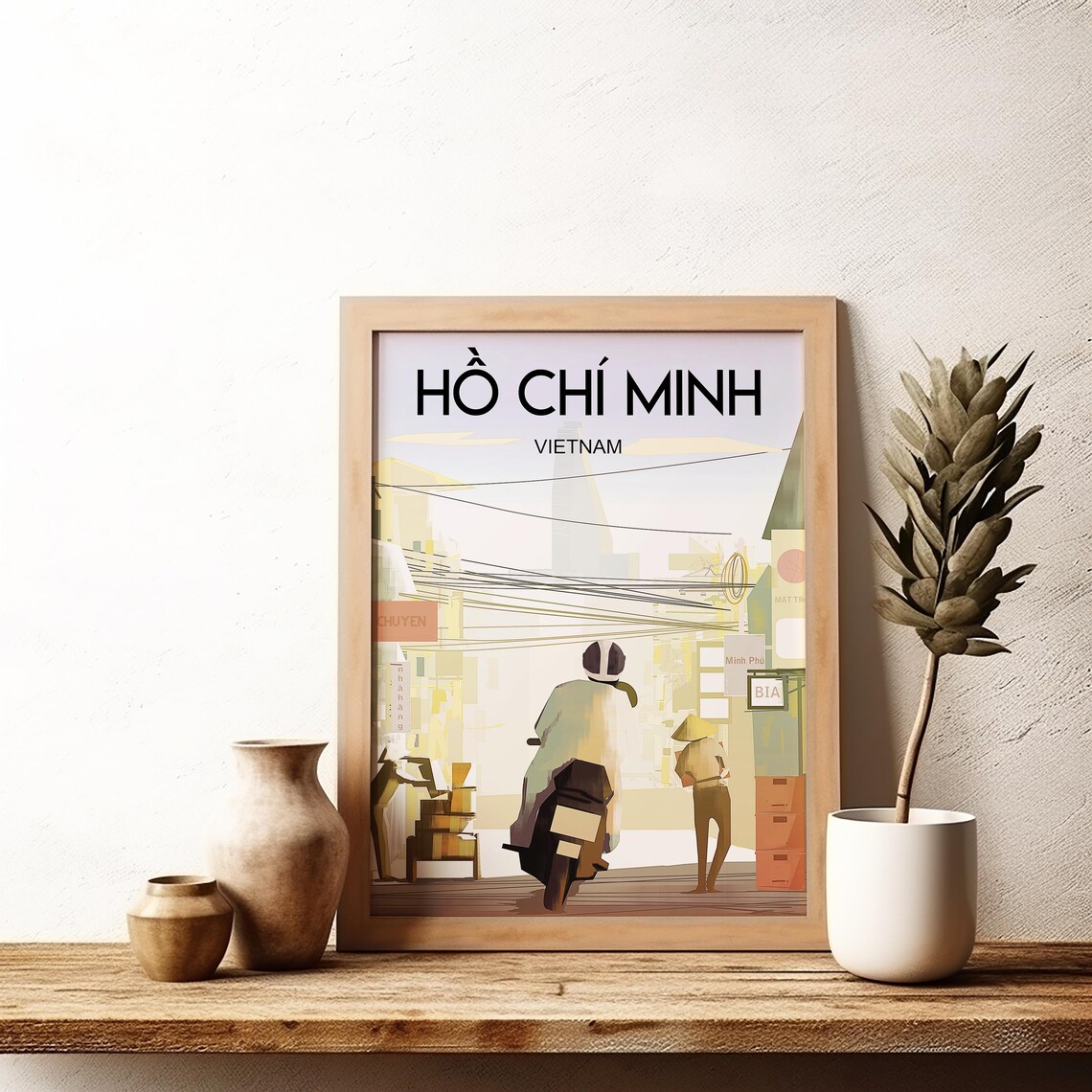 Ho Chi Minh Vietnam Motorbike Street Scene Wires Travel Poster - Image 2
