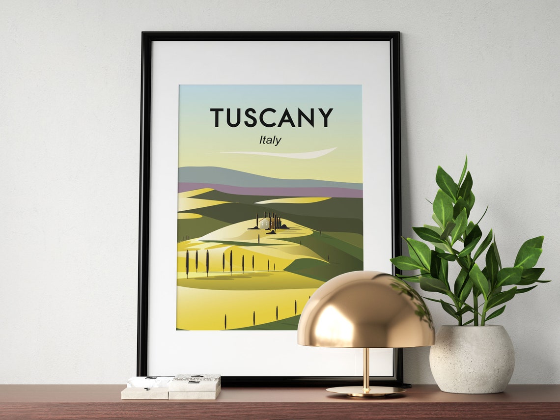 Tuscany Italy Rolling Cypress Hills Countryside Travel Poster