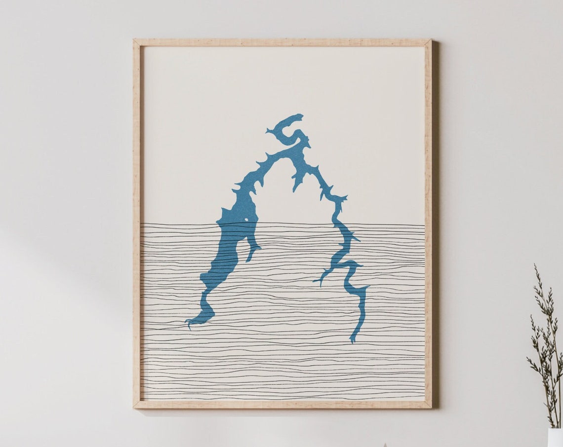 Lakehouse Lake Beshear Kentucky Boho Map Minimalist Blue Poster