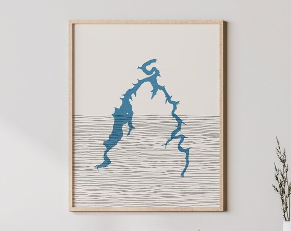 Lakehouse Lake Beshear Kentucky Boho Map Minimalist Blue Poster