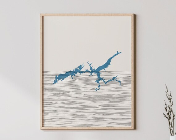 Watauga Lake Tennessee Minimalist Lake Map Boho Decor Wall Poster