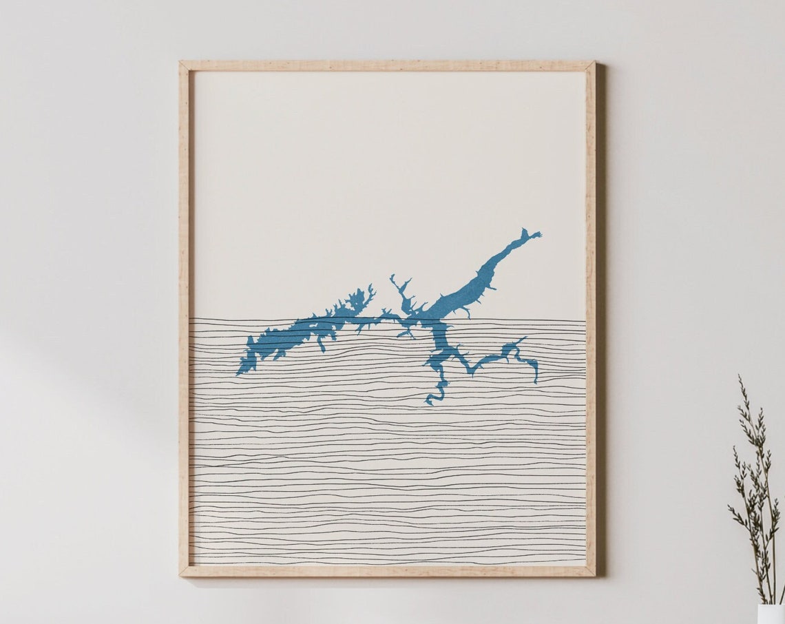 Watauga Lake Tennessee Minimalist Lake Map Boho Decor Wall Poster