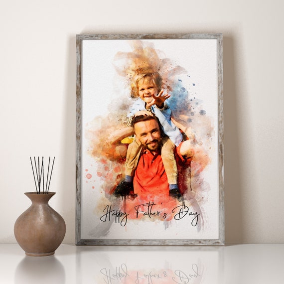 Fathers Day Gift Personalized Watercolor Portrait Dad Gift Family Portrait First Fathers Day Gift From Wife Birthday Gift Gift For Him