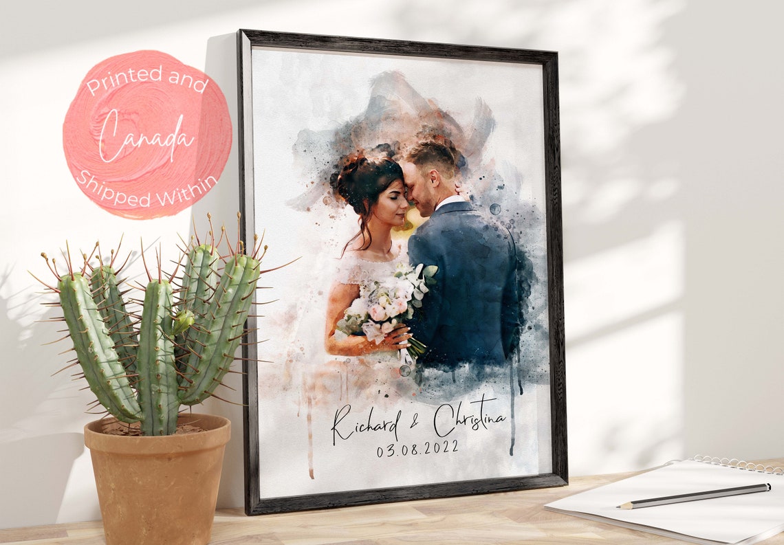 Couple Painting From Photo Family Illustration Wedding Couple Portrait Printanniversary Gift For Wife Husband Partnerwatercolor Wall Art