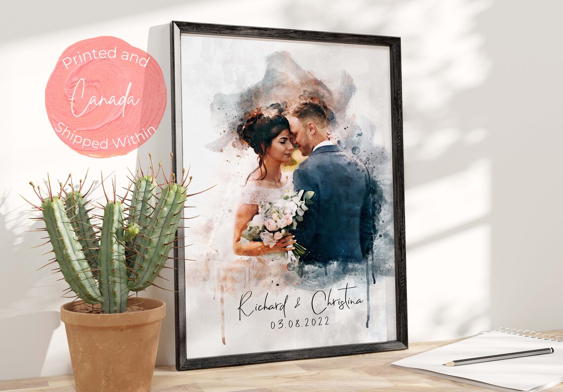 Personalised Couple Portrait Watercolor Art Print - Image 3