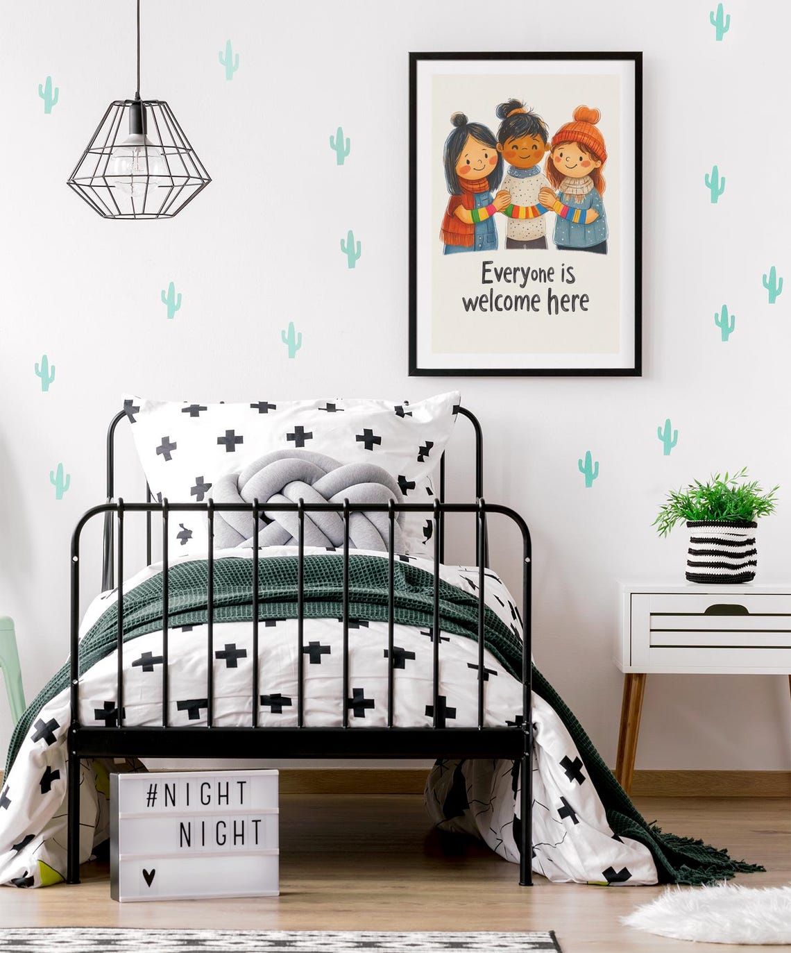 Everyone Is Welcome Here Winter Kids Rainbow Sleeves Nursery Poster - Image 4