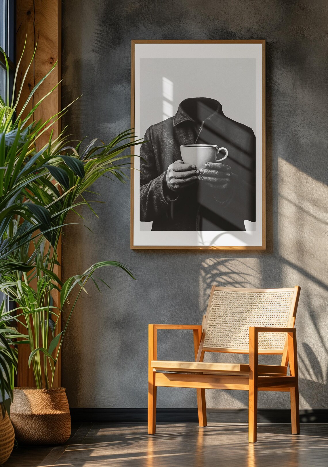 Surreal Headless Coffee Art Print Black White Modern Minimalist Wall Art For Unique Abstract Decor - Image 2