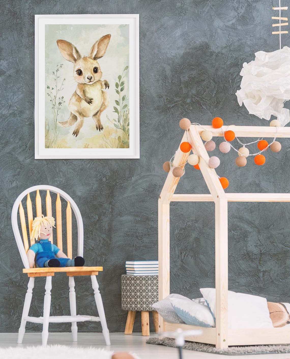 Cute Baby Kangaroo In Nature Watercolor Nursery Kids Art Poster - Image 3