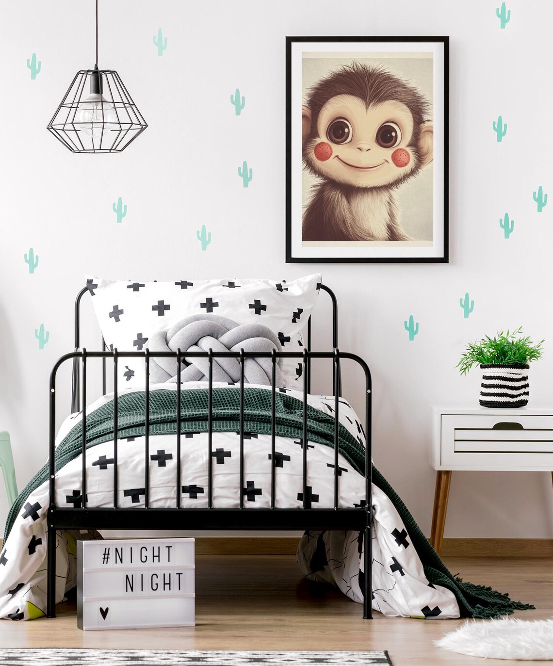 Adorable Big Eyed Baby Monkey Happy Smile Nursery Animal Poster - Image 3