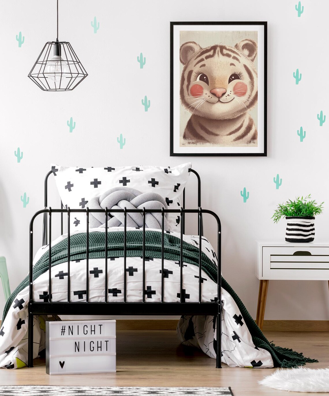 Cute Smiling Baby Tiger Portrait Nursery Safari Animal Wall Art - Image 2