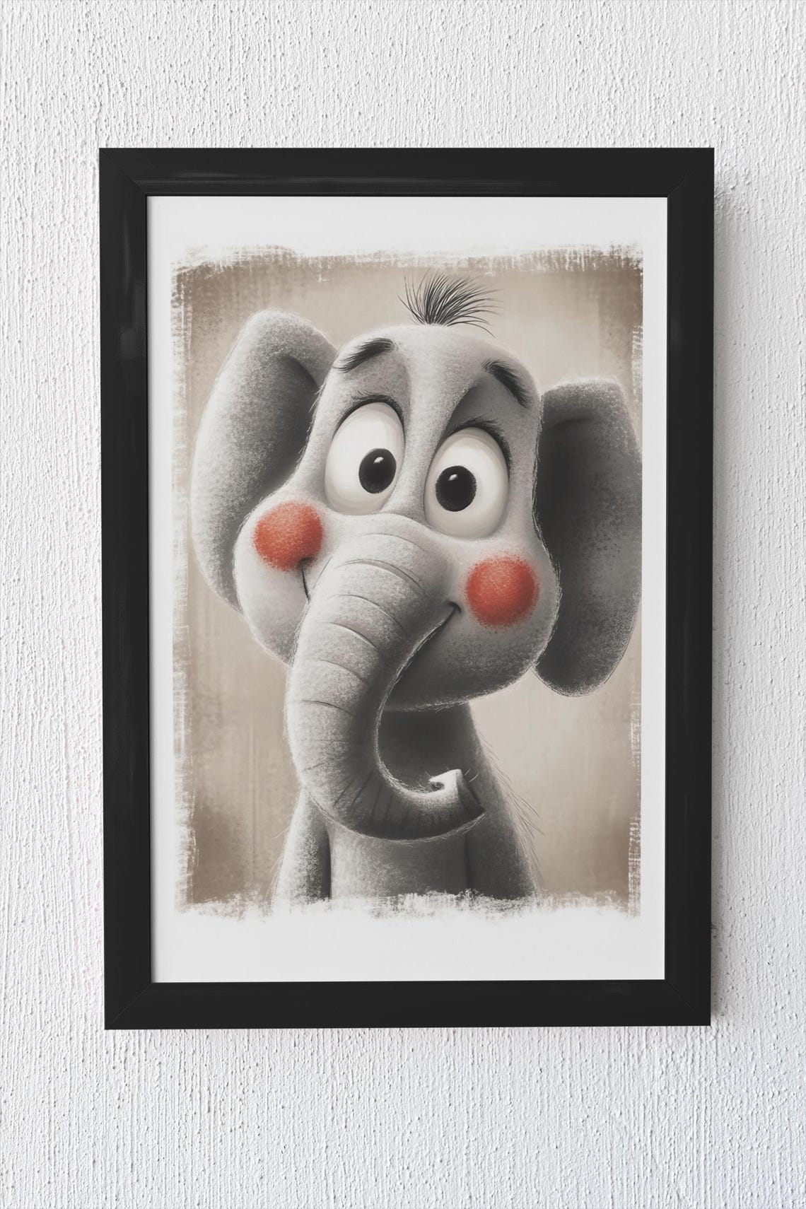 Cute Smiling Baby Elephant Portrait Safari Nursery Animal Wall Art - Image 4