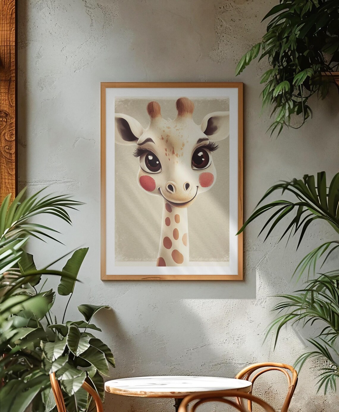 Adorable Baby Giraffe Nursery Animal Illustration Kids Room Poster