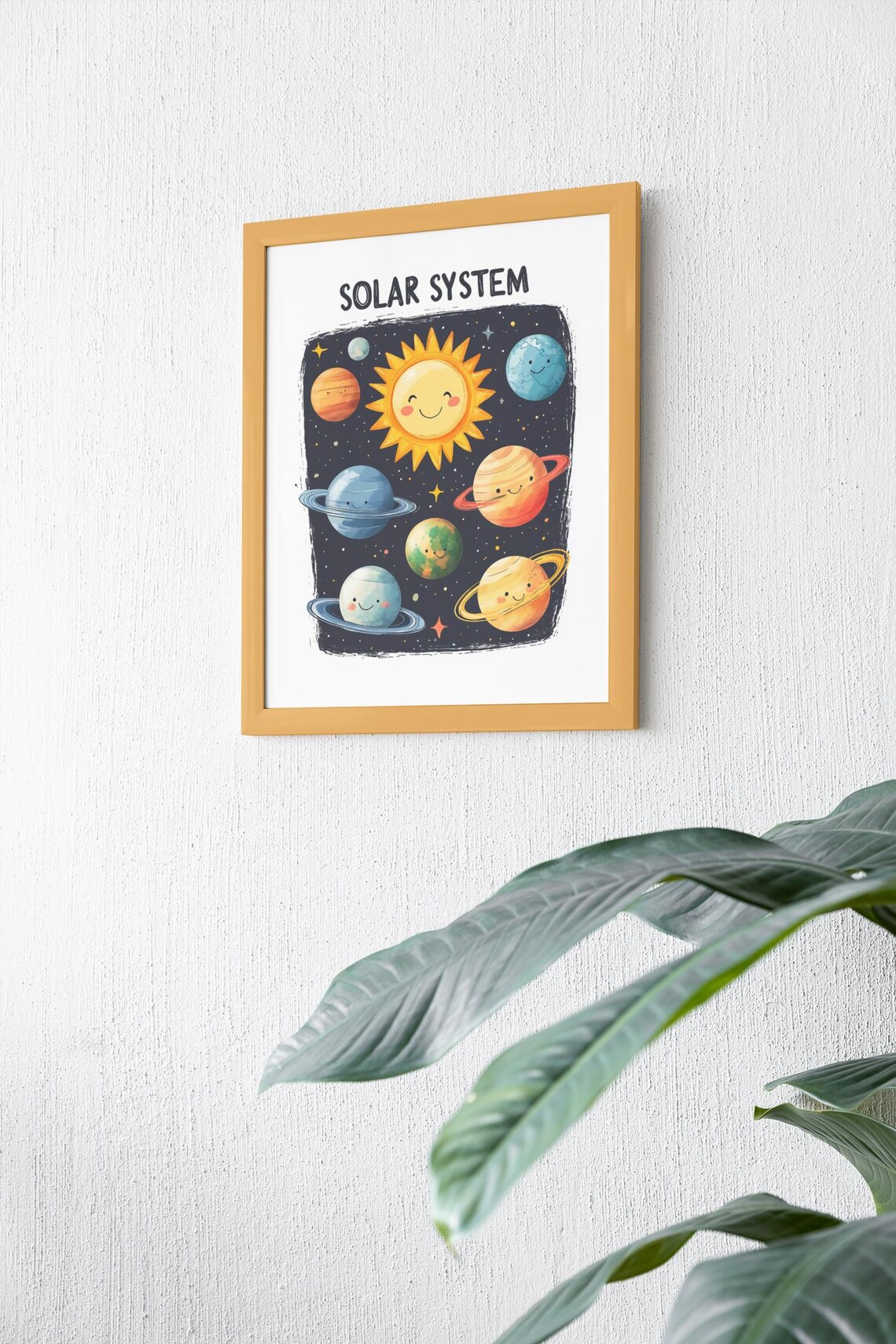 Cute Solar System Wall Art Print Dark Space Illustration Starry Sky Decor Kids Nursery Art Educational Space Poster - Image 2