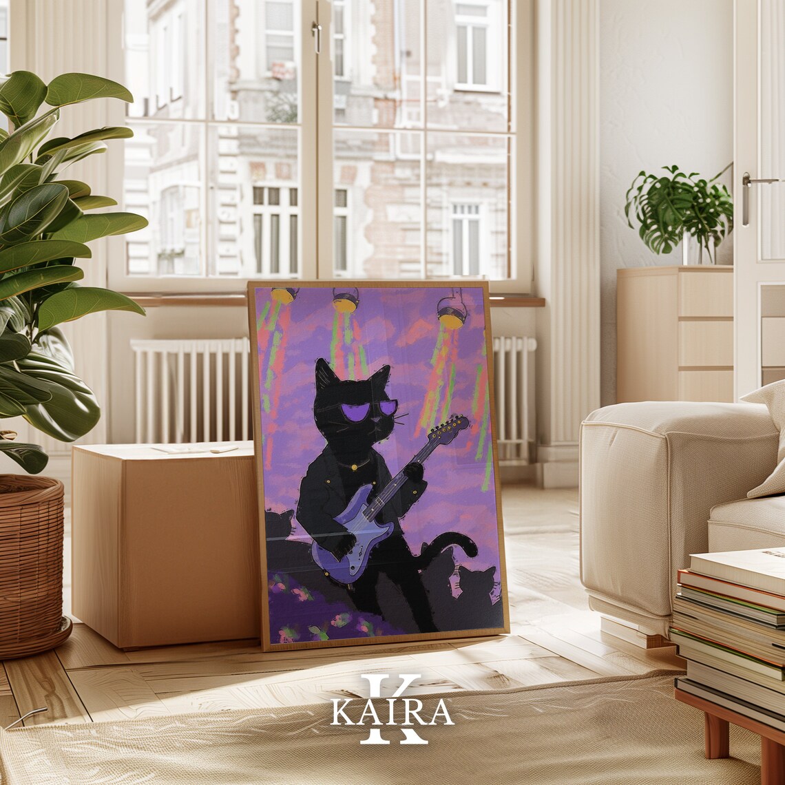 Rockstar Black Cat In Sunglasses Playing Electric Guitar On Stage Poster - Image 4