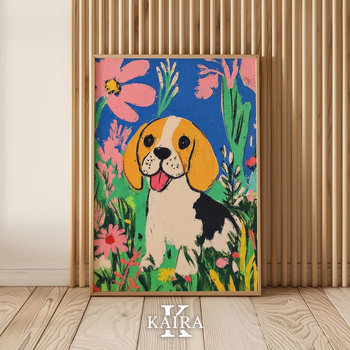 Happy Beagle Puppy Sitting In A Field Of Pink Flowers Poster - Image 5
