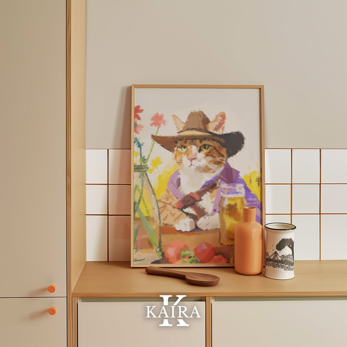 Funny Cowboy Cat In Hat With Beer Mug Western Saloon Cat Poster - Image 5