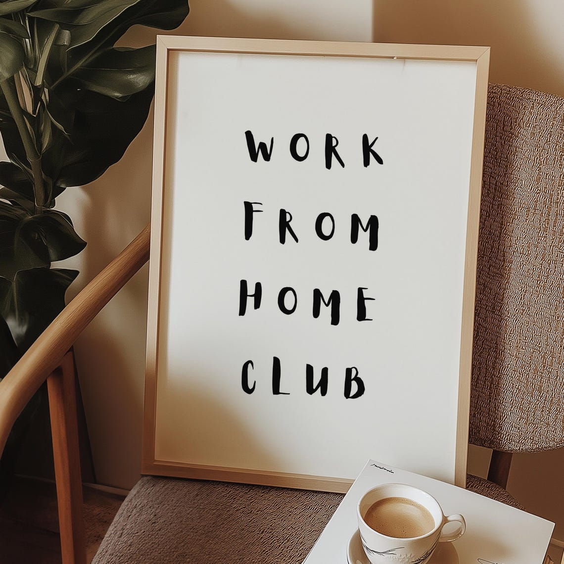 Work From Home Club Hand Lettered Typography Poster Office Decor - Image 5