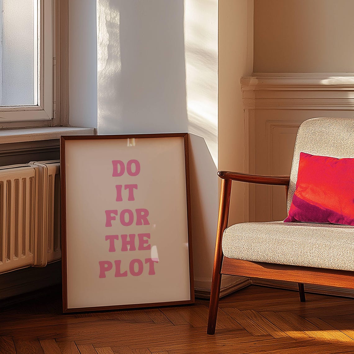 Do It For The Plot Pink Typography Poster Bookish Quote Decor - Image 2
