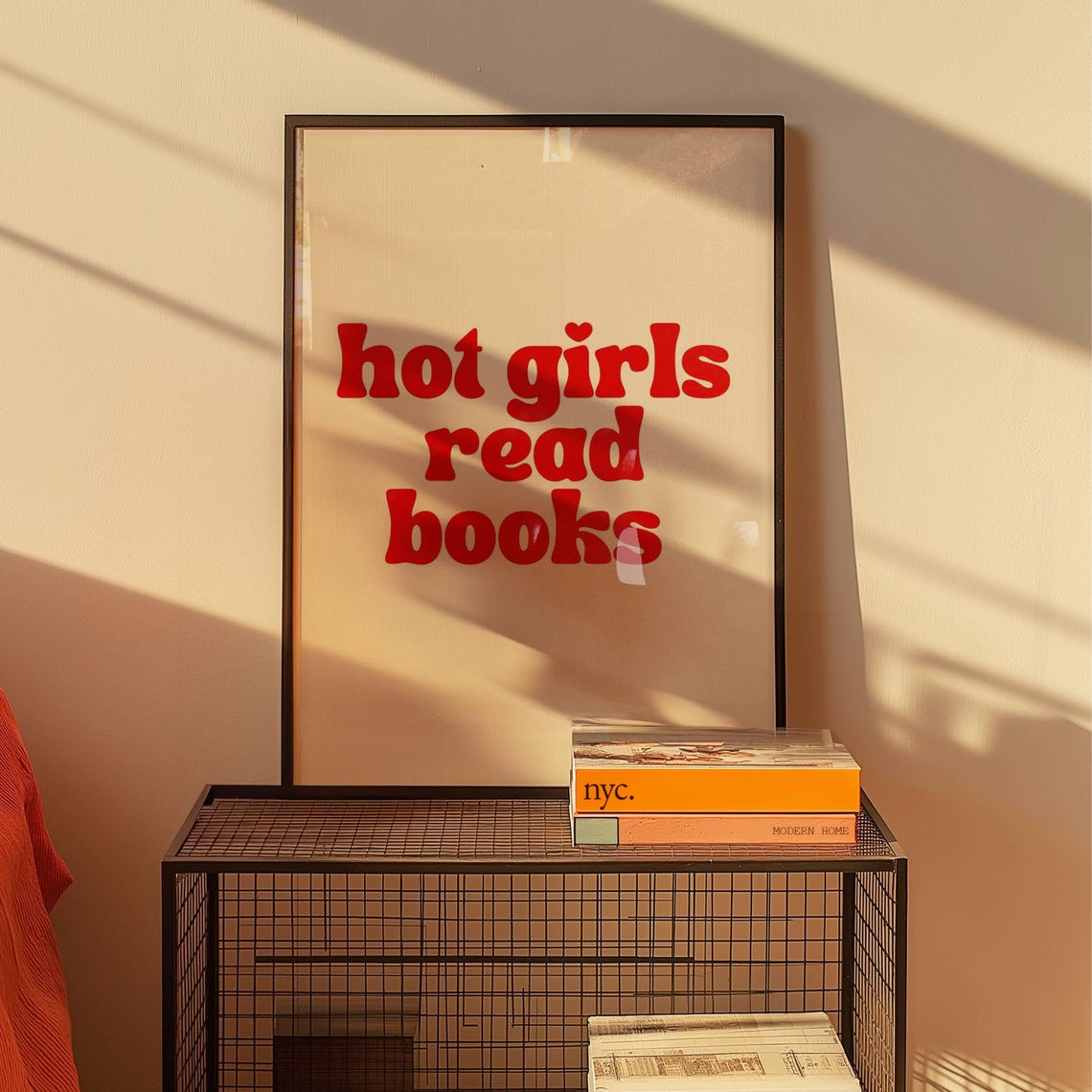 Hot Girls Read Books Red Retro Typography Poster Book Lover Gift - Image 4