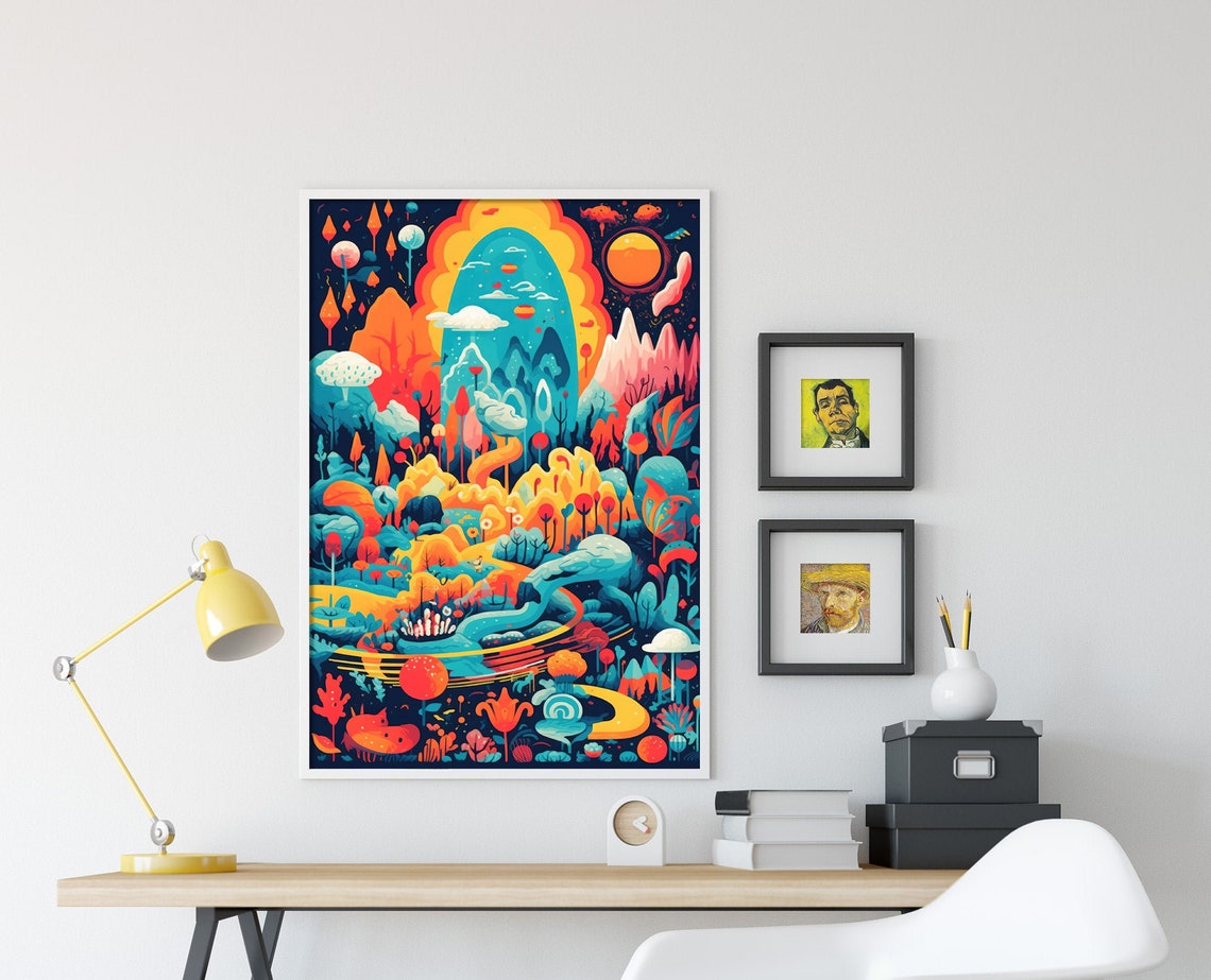 Psychedelic Fantasy Landscape With Sun Arch Abstract Art Poster - Image 4