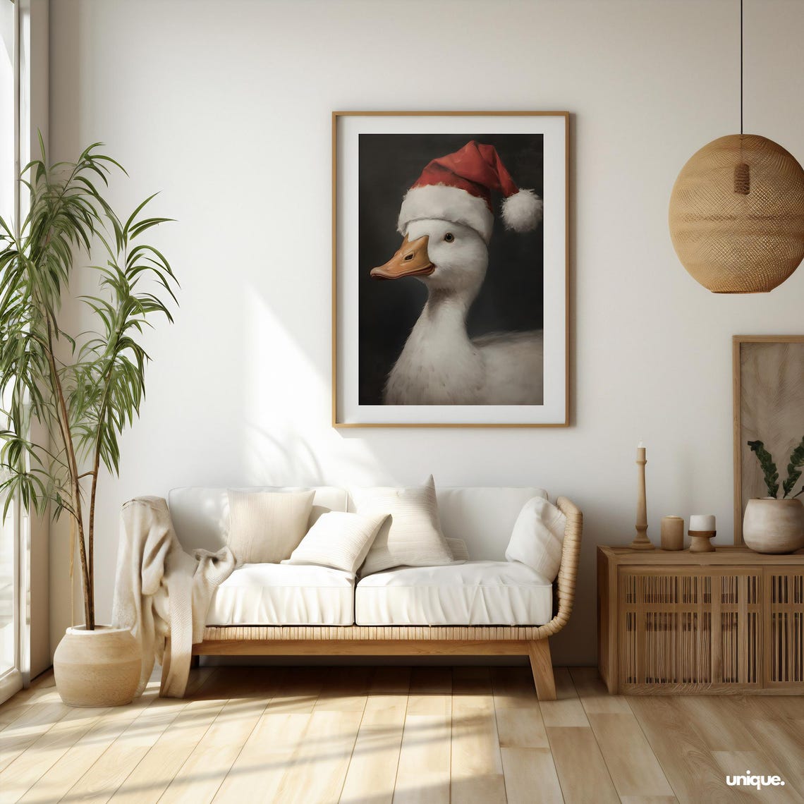 Vintage Christmas Wall Art The Jolly Christmas Duck Christmas Oil Painting Decor Living Room Christmas Decor Winter Print - Image 2