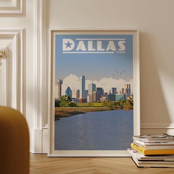 Dallas Texas Skyline Art Print, Travel Poster