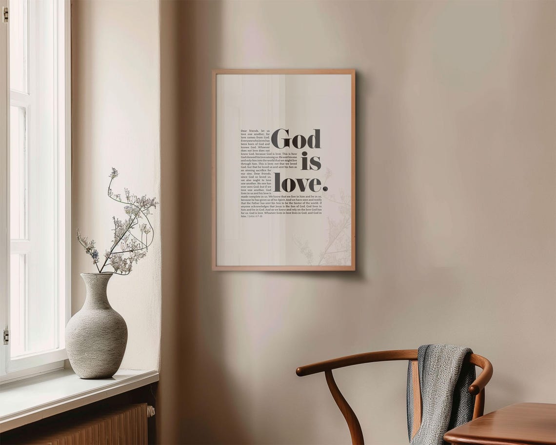 God Is Love 1 John 4 7 16 Bold Serif Minimalist Scripture Verse Poster - Image 3