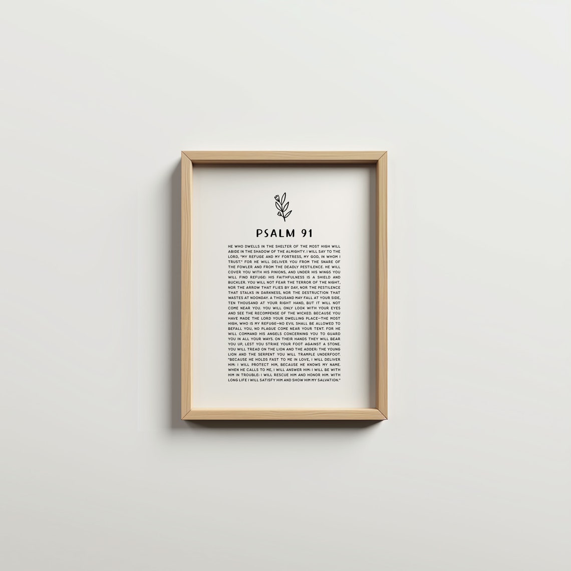 Psalm 91 Christian Floral Poster Minimal Modern Scripture Decor Bold Typography Baptism Gift Idea Nursery Sunday School Scripture Memory - Image 4