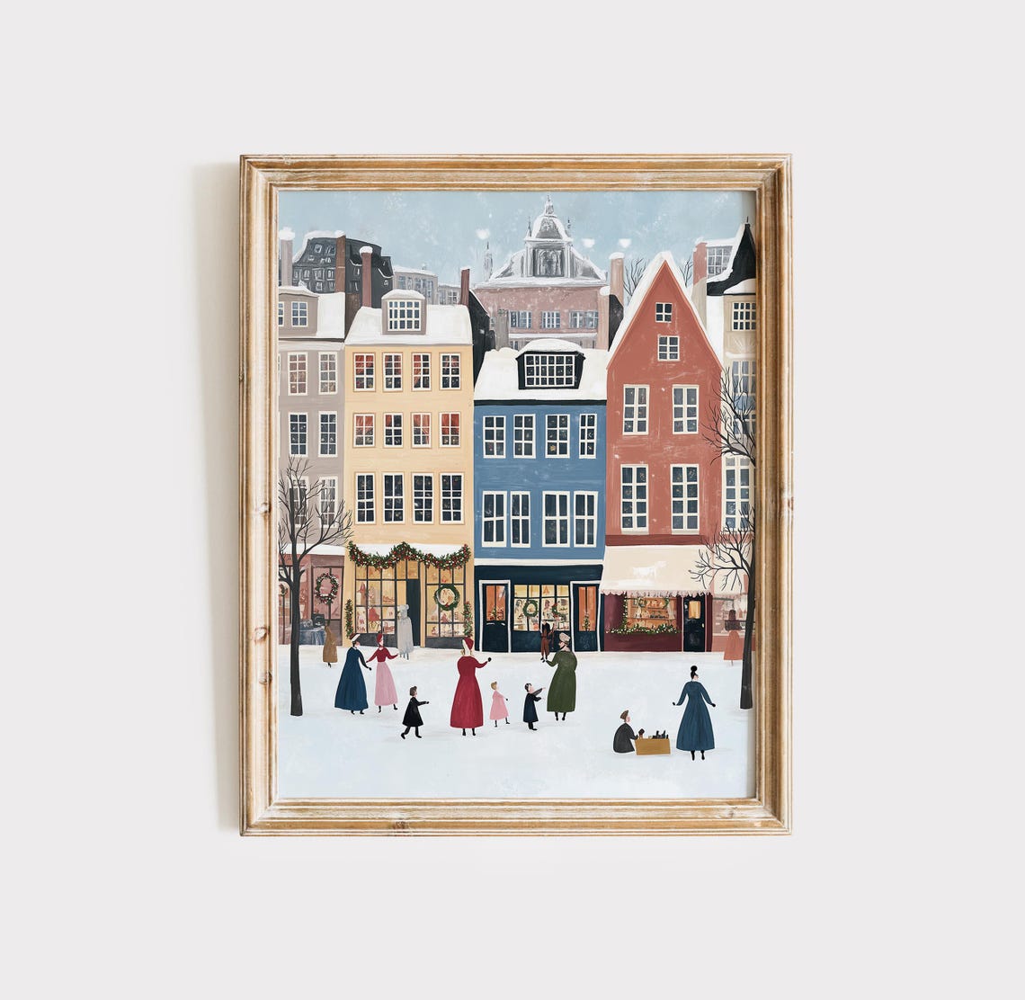 Colorful Winter Street Snow Scene in Copenhagen Style Poster