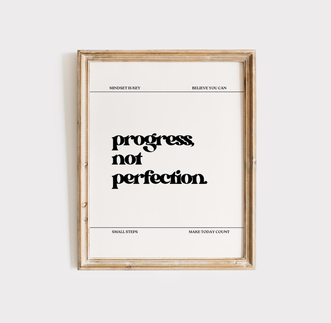 Progress Not Perfection Minimalist Motivational Quote Typography Poster