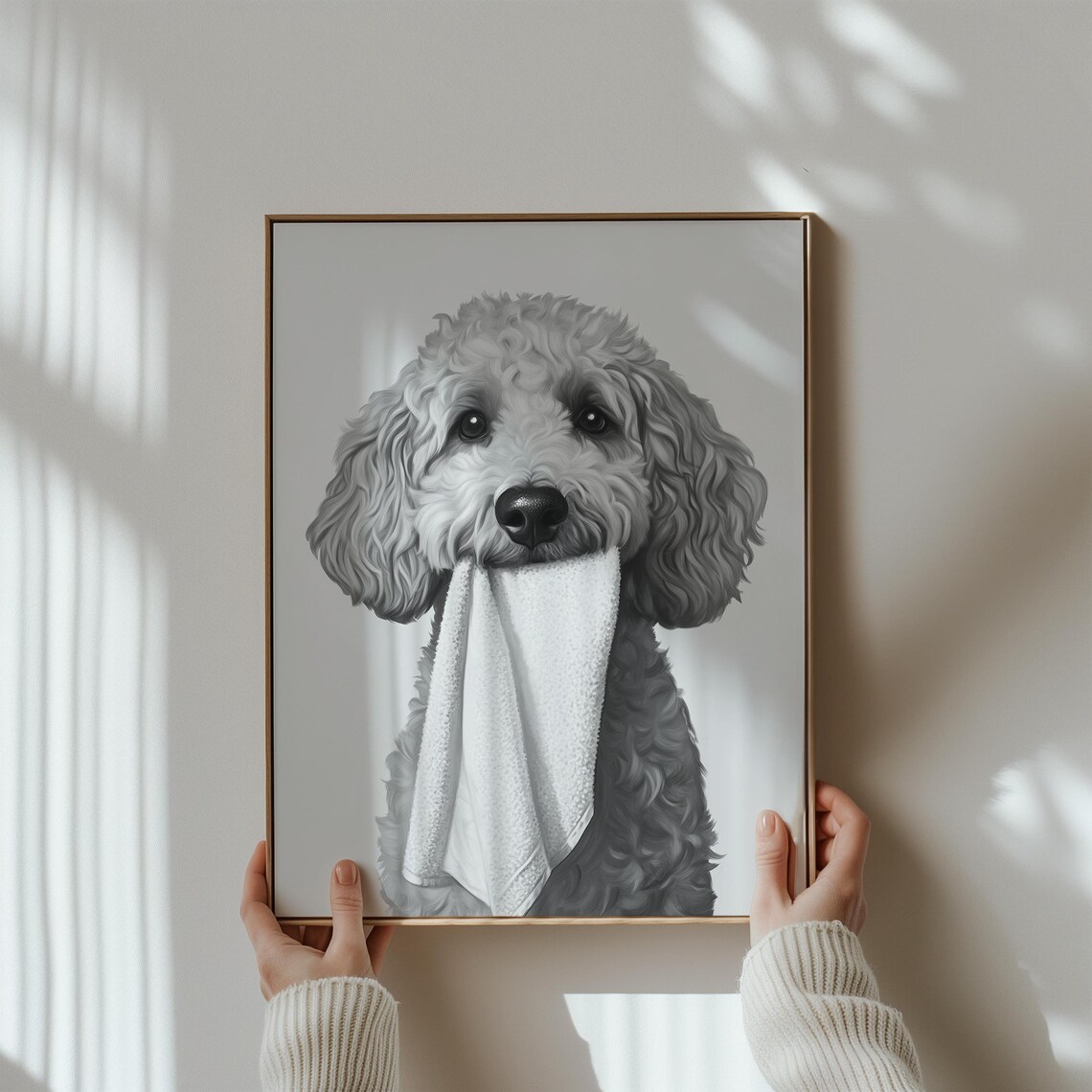 Goldendoodle Bathroom Wall Art, Black and White Dog Print - Image 3