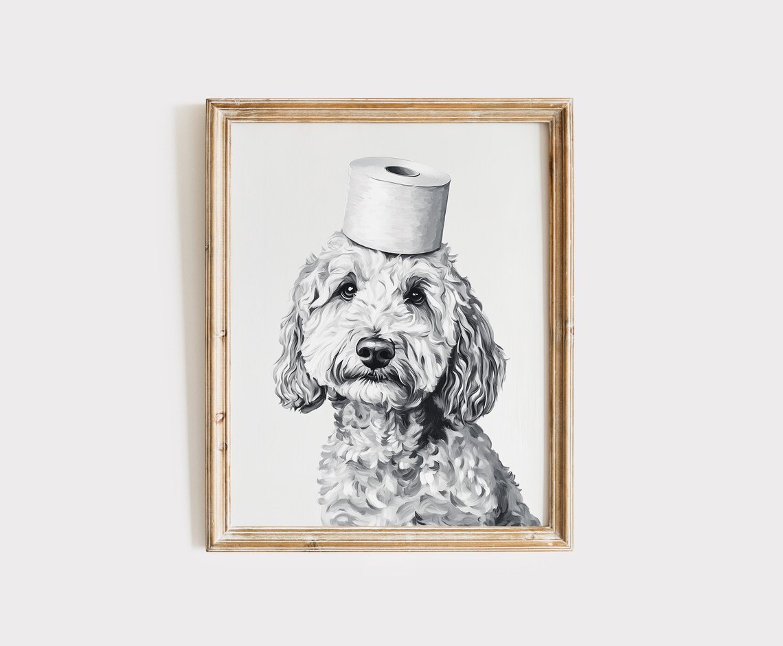Goldendoodle Animal Bathroom Wall Art, Dog Decor
