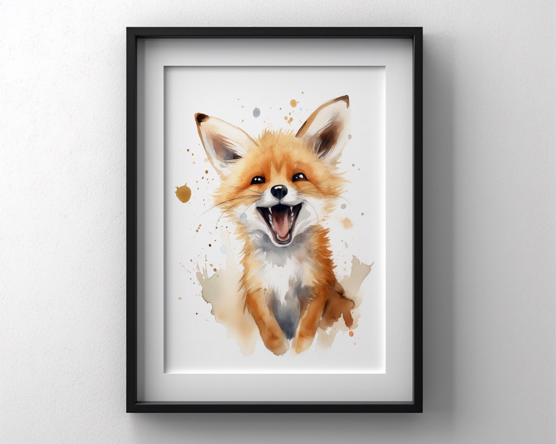 Fox Poster Fox Painting Fox Nusery Animal Nursery Decor Fox Print Fox Wall Art Fox Gifts Bathroom Wall Decor Watercolor Fox Poster - Image 3