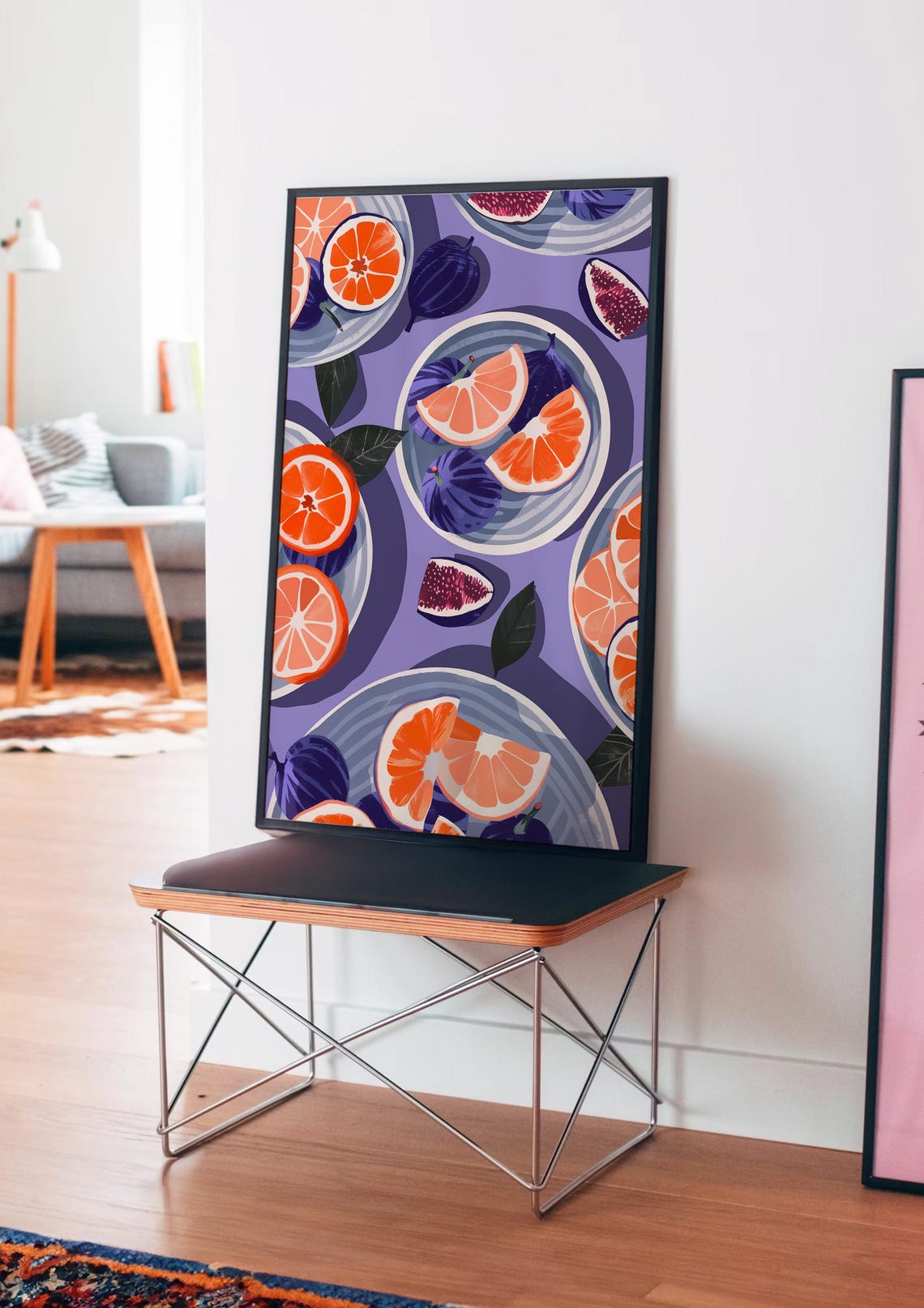 Orange Slices Figs Citrus Fruit Plates Modern Kitchen Poster - Image 4