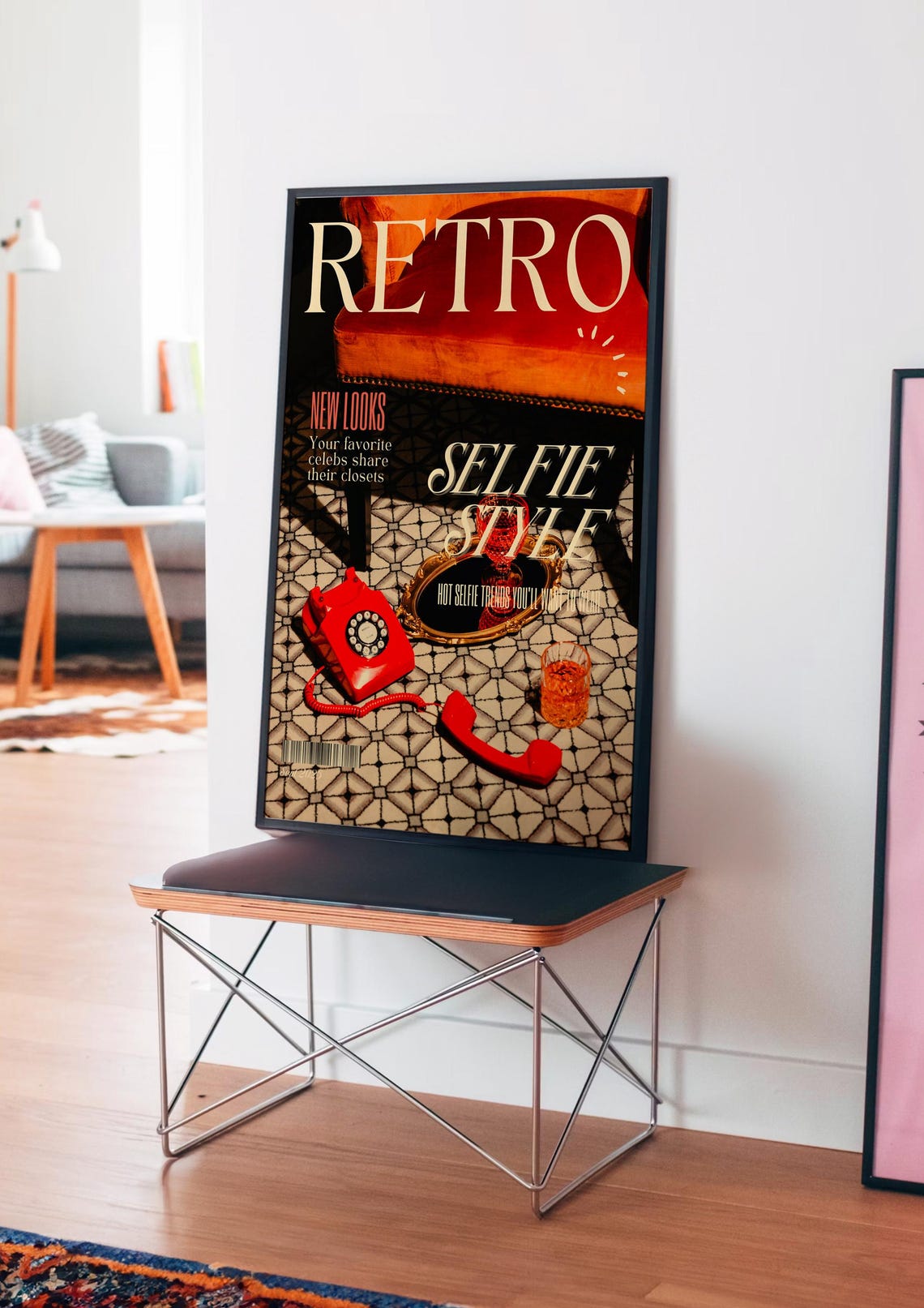 Retro Magazine Cover with Red Rotary Phone Selfie Style Wall Poster - Image 4