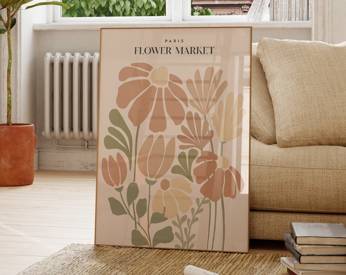 Paris Flower Market Boho Botanical Art Print